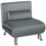 HOMCOM Fotoliu pliabil cu funcție de pat, fotoliu relaxabil pliabil &icirc;n imitație de catifea, Spătar ajustabil &icirc;n 5 poziții, 75 x 70 x 75 cm, Gri | Aoso