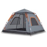 Cort camping cupola 5 persoane, gri/portocaliu, setare rapida