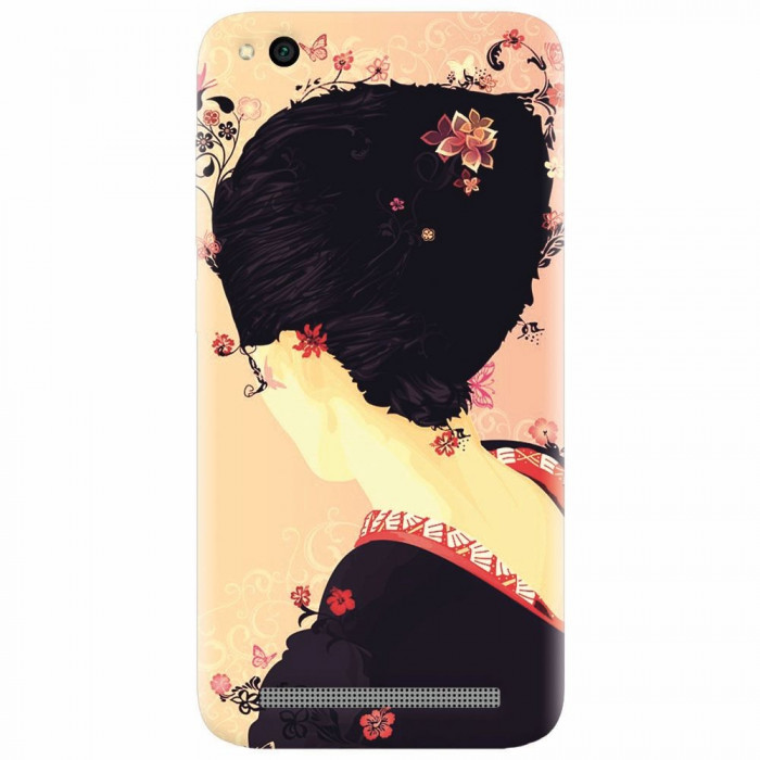 Husa silicon pentru Xiaomi Redmi 4A, Japanese Geisha Illustration Cherry Blossom