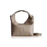 Cumpara ieftin Poseta piele naturala taupe Mitsi, 24x22x12 cm, curea detasabila, fabricata in Grecia