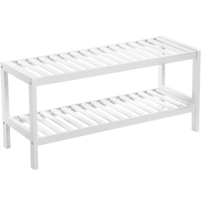 Raft de depozitare din bambus, cu 2 niveluri, 26x70x33cm, alb Household NewTrend foto
