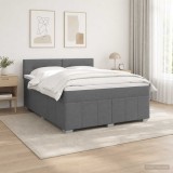 Cumpara ieftin Pat cu arcuri LED si saltea Gri inchis 160 x 200 cm Tesatura