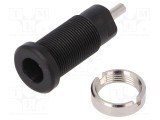Conector banană 2mm soclu 10A 600V 25mm negru cu izolație SCH&Uuml;TZINGER
