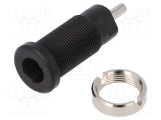 Conector banană 2mm soclu 10A 600V 25mm negru cu izolație SCH&Uuml;TZINGER
