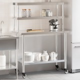 Cumpara ieftin Masă bucătărie cu raft superior, 110x55x150 cm, oțel inoxidabil