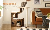 FEANDREA Ansamblu de joaca pentru pisici, tip mobilier, MDF, cu 3 culcusuri si ascunzatoare, 66x40x86cm, maro rustic Household NewTrend