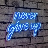 Cumpara ieftin Decoratiune luminoasa LED de perete Never Give Up Albastru 39.5x23x2 cm