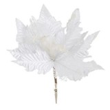 Crajunita cu clips, alba, cu plasa si glitter argintiu, 26 cm, CMCLASS