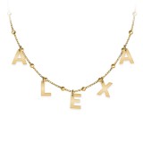 Raya - Colier tip salba din argint 925 placat cu aur galben 24K personalizat cu nume