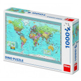 Puzzle Harta politica a lumii, 1000 piese, 10-15 ani, Dino Toys