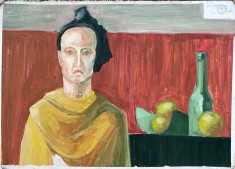 Tablou / lucrare BLĂNARU St. Ana Maria, cca 70 x 50, acrilic pe carton subtire, stampila Universitatea de Arta Bucuresti pictor roman arta
