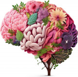 Cumpara ieftin Sticker decorativ, Creier cu Flori, Roz, 60 cm, 1353STK-3