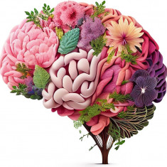 Sticker decorativ, Creier cu Flori, Roz, 60 cm, 1353STK-3
