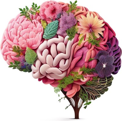 Sticker decorativ, Creier cu Flori, Roz, 60 cm, 1353STK-3 foto
