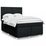 VidaXL Pat box spring cu saltea, negru, 140x200 cm, textil 3290506