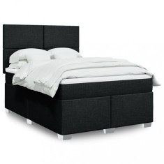 vidaXL Pat box spring cu saltea, negru, 140x190 cm, textil 3292778