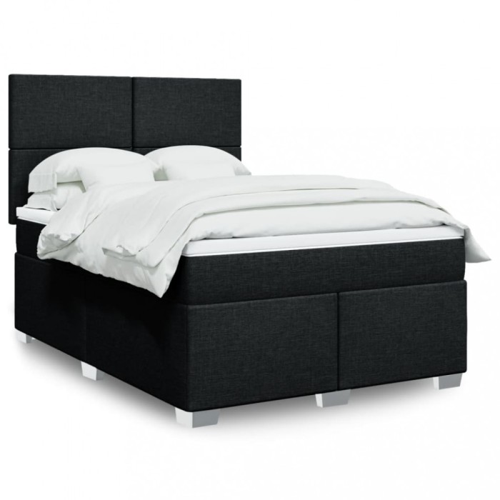 vidaXL Pat box spring cu saltea, negru, 140x190 cm, textil 3292778