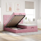 VidaXL Cadru de pat otoman cu saltele Roz 180x200cm catifea 3313813