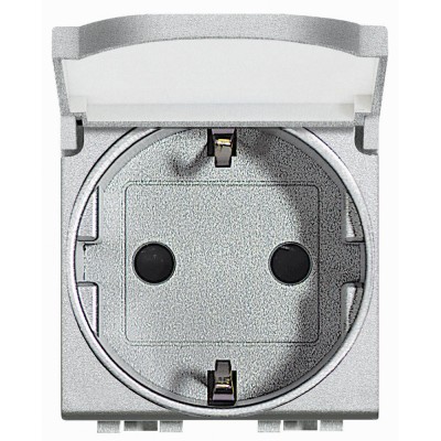 Priza schuko cu capac Living Light Bticino 2M aluminiu NT4141PW foto