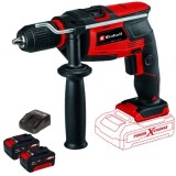 Einhell TC-ID 18 Li PXC + Twinpack + 4514095 - Masina de gaurit si insurubat cu percutie + Set 2 acumulatori si incarcator Li-Ion 18 V 4 Ah