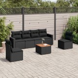 Cumpara ieftin Set canapele de grădină cu perne, 7 piese, negru, poliratan