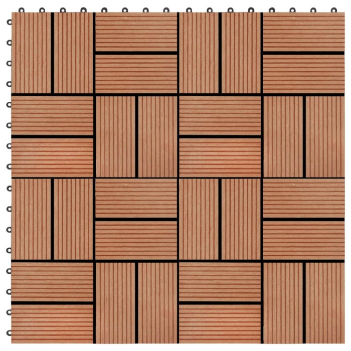 Plăci de pardoseală 11 buc, culoare tec, 30 x 30 cm, WPC, 1 mp