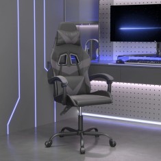 vidaXL Scaun de gaming pivotant, negru și gri, piele ecologică 349547