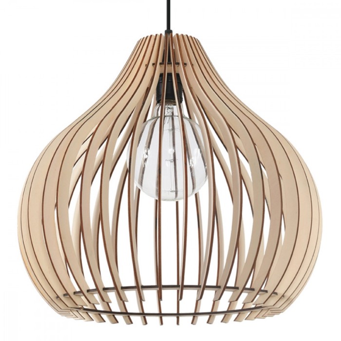Lampă Suspendată Aprilla Din Lemn Natural Cu 1 Bec De Tip Dom Scandinav Pentru Interior.