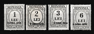 ROMANIA 1930 TAXA DE PLATA SUPRATIPAR 8 IUNIE 1930 SERIE SARNIERA foto