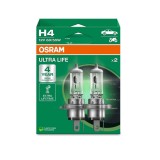 Set 2 Becuri Auto OSRAM H4 Ultra Life 12V 60/55W Halogen, Durata Lunga