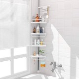 Organizator baie, raft de baie de tip &quot;coltar&quot; cu brat telescopic, cu 4 etajere, AVEX