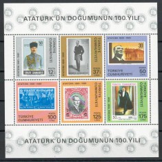 Turcia 1981 2557/62 bl 19 MNH - 100 de ani de la nasterea lui Ataturk