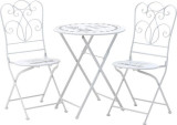 Set masa si 2 scaune Vintage White Lavande din metal