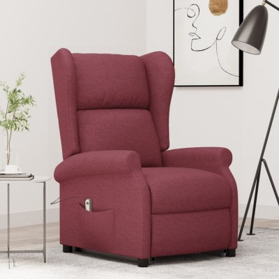 vidaXL Fotoliu cu ridicare, roșu vin, material textil foto