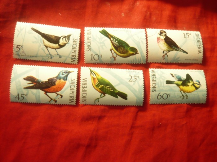 Serie mica Albania 1971 Pasari 6 valori stampilate