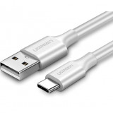 CABLU alimentare si date Ugreen, US287, Fast Charging Data Cable pt. smartphone, USB la USB Type-C 3A, nickel plating, PVC, 0.5m, alb 60120 (timbru ve