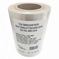 Folie termosudare pentru sigilat caserole PP, Easy Peel 185MM X 300 ML