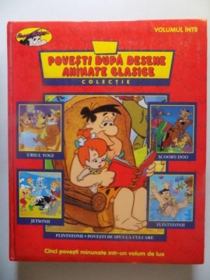 POVESTI DUPA DESENE ANIMATE CLASICE , CINCI POVESTI MINUNATE INTR-UN VOLUM DE LUX , VOLUMUL INTII , DEFECT COPERTA SPATE foto