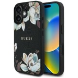 Husa pentru iPhone 16 - Guess Grained Flowers MagSafe (GUHMP16SPGNMPLMK) - Black