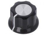 Buton rotativ cu flanșă plastic neagră 6,35mm