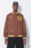 ICECREAM geaca bomber Satin Bomber Jacket barbati, culoarea maro, de tranzitie, IC24107