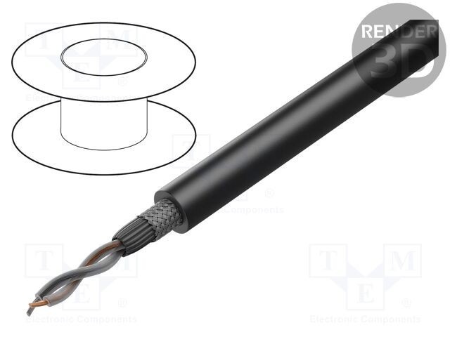 Cablu microfon 2x0,35mm2 negru TASKER