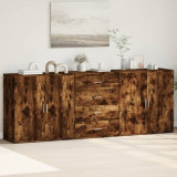 vidaXL Servantă, 3 buc., stejar fumuriu, lemn prelucrat 3276613