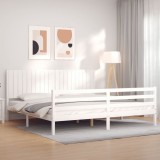 VidaXL Cadru pat cu tăblie 200x200 cm, alb, lemn masiv