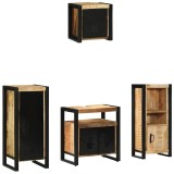Cumpara ieftin Set de mobilier pentru baie 4 buc. Maro si negru