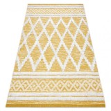 Covor ECO SISAL BOHO MOROC Caro 22297 franjuri - două niveluri de l&acirc;nă galben / cremă, covor reciclat, 175x270 cm