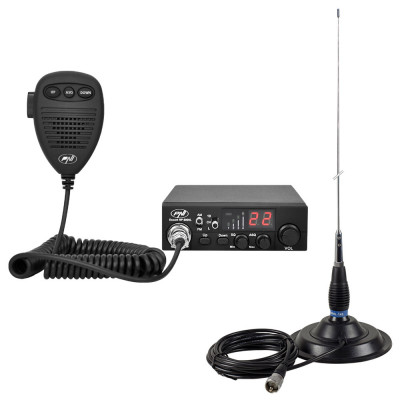 Kit Statie radio CB PNI Escort HP 8000L ASQ + Antena CB PNI ML145 cu magnet 145/PL foto