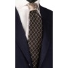 Cravata Matase Barbati, Nod Gri Metalizat, Negru/Gri, 148cm, Luxury, Made in Italy, Cadou Premium