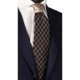 Cumpara ieftin Cravata Matase Barbati, Nod Gri Metalizat, Negru/Gri, 148cm, Luxury, Made in Italy, Cadou Premium