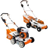 Ruris RXH999 + RXI3744e - Scarificator cu motor pe benzina 4 timpi 5.3 CP 40 cm + Masina de tuns iarba cu 2 acumulatori Li-Ion 20 V 4 Ah 37 cm 35 l